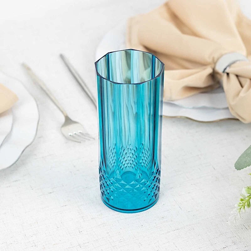 6 Ocean Blue 14 oz Crystal Plastic Drinking Glasses Party Events Tableware | eBay