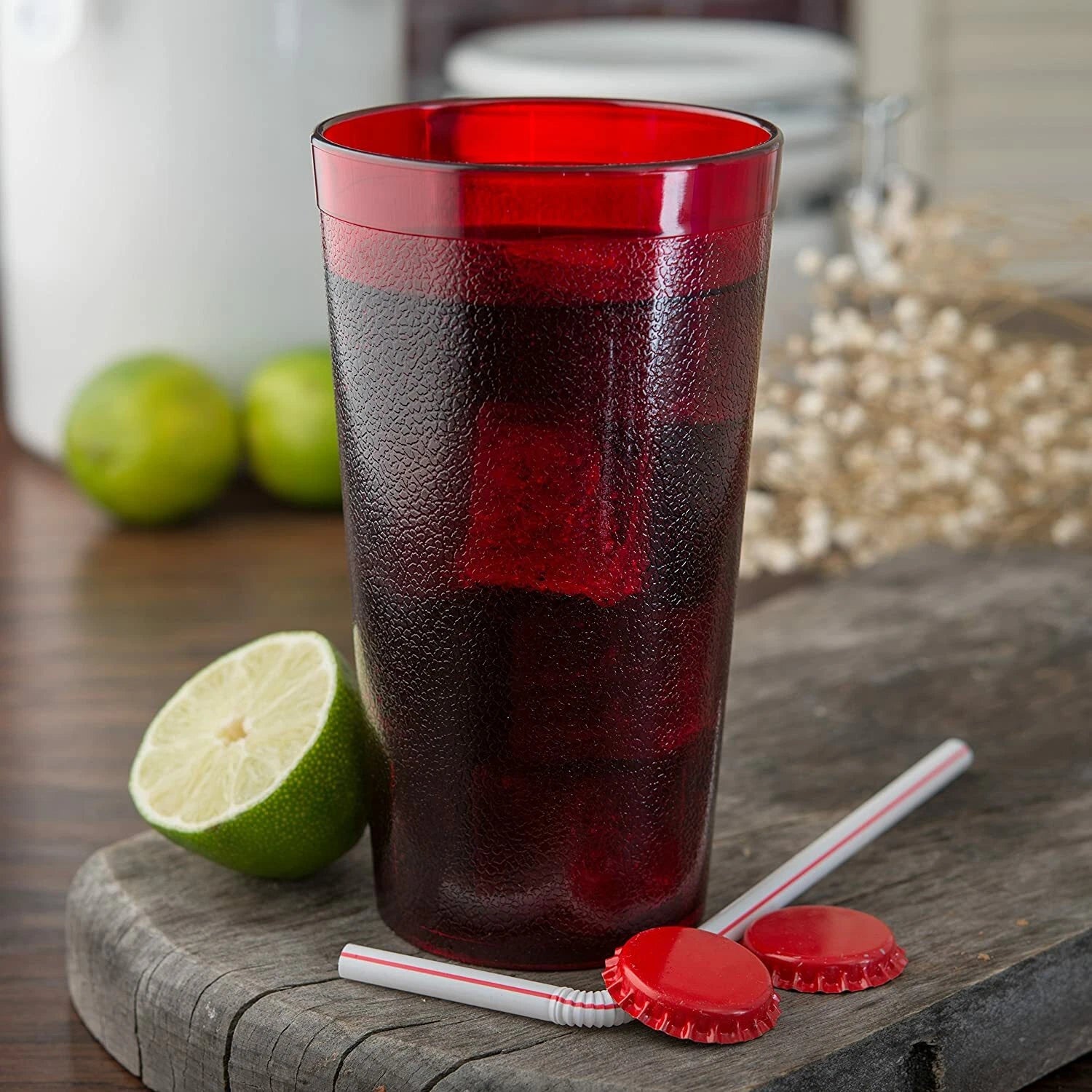 72 Restaurant Tumbler Beverage Cups Break-Resistant Drinking Glasses Red Plastic | eBay