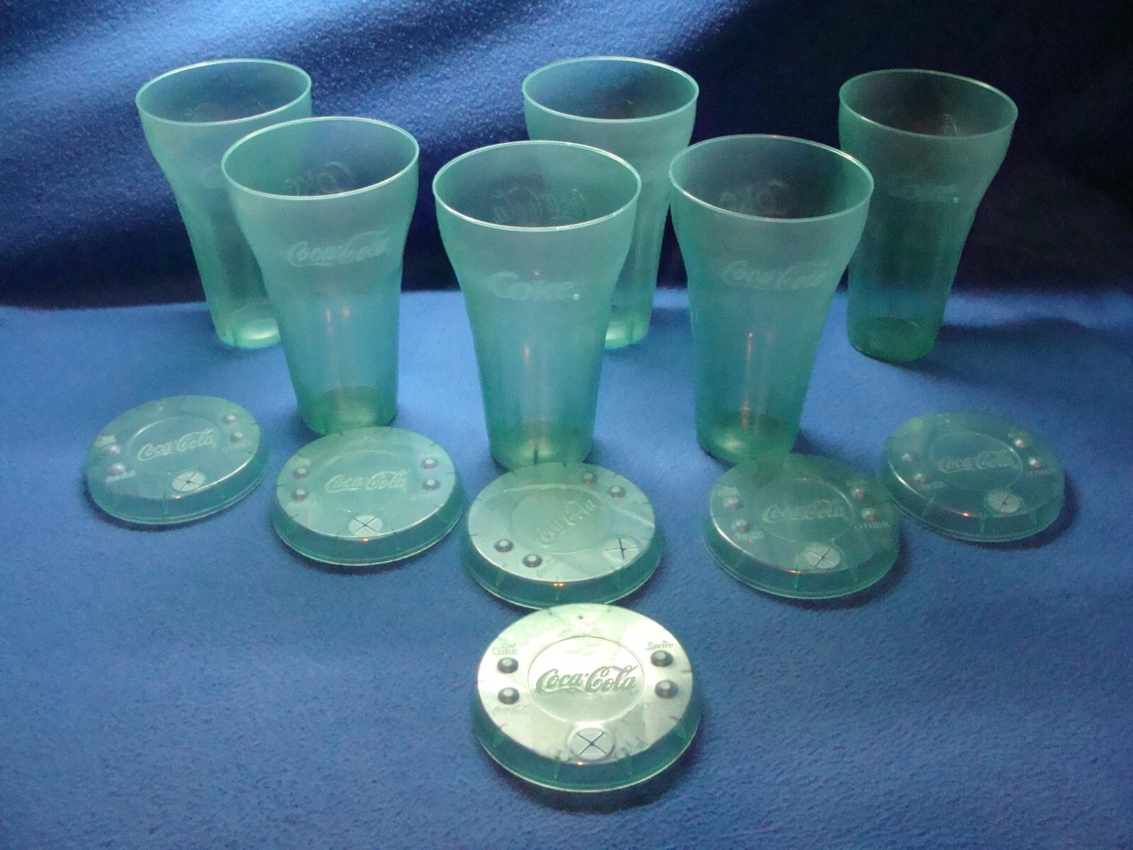 Vintage Genuine Coca Cola Green Plastic Cups with lids 32oz Coke Cup set of 6 | eBay