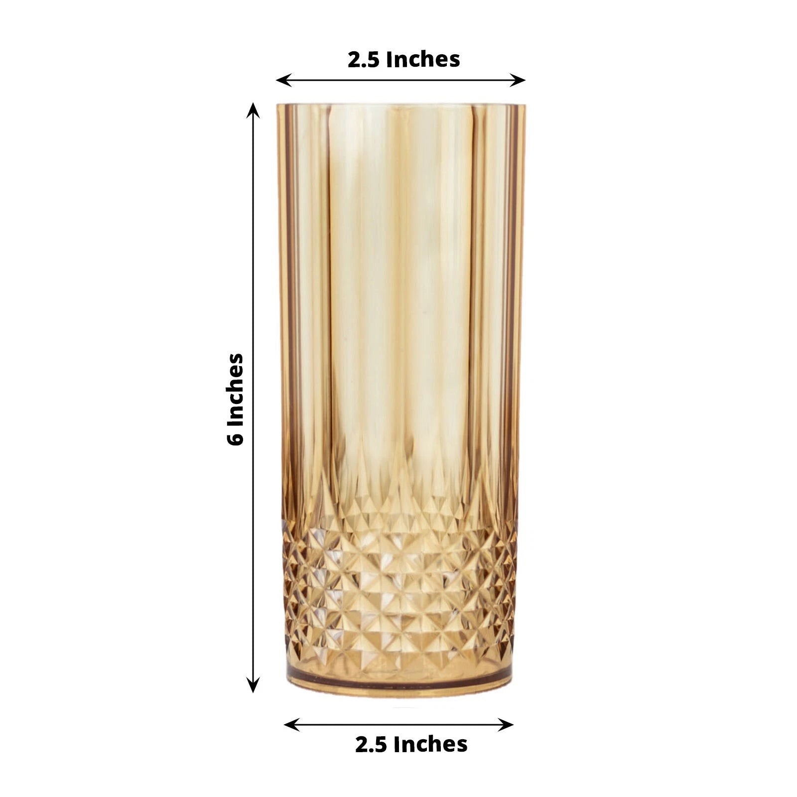 6 Amber Gold 14 oz Crystal Plastic Drinking Glasses Party Events Tableware | eBay
